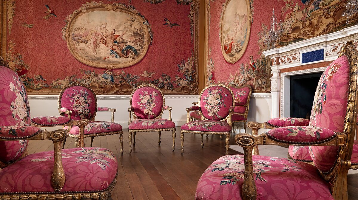 Allegories of Air (Cephalus and Aurora) and Earth (Vertumnus and Pomona), General conception by Jacques Germain Soufflot (French, Irancy 1713–1780 Paris), Wool, silk (22-24 warps per inch, 9-10 per cm), French, Paris