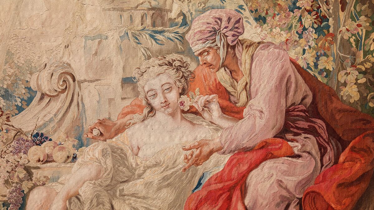 Allegories of Air (Cephalus and Aurora) and Earth (Vertumnus and Pomona), General conception by Jacques Germain Soufflot (French, Irancy 1713–1780 Paris), Wool, silk (22-24 warps per inch, 9-10 per cm), French, Paris