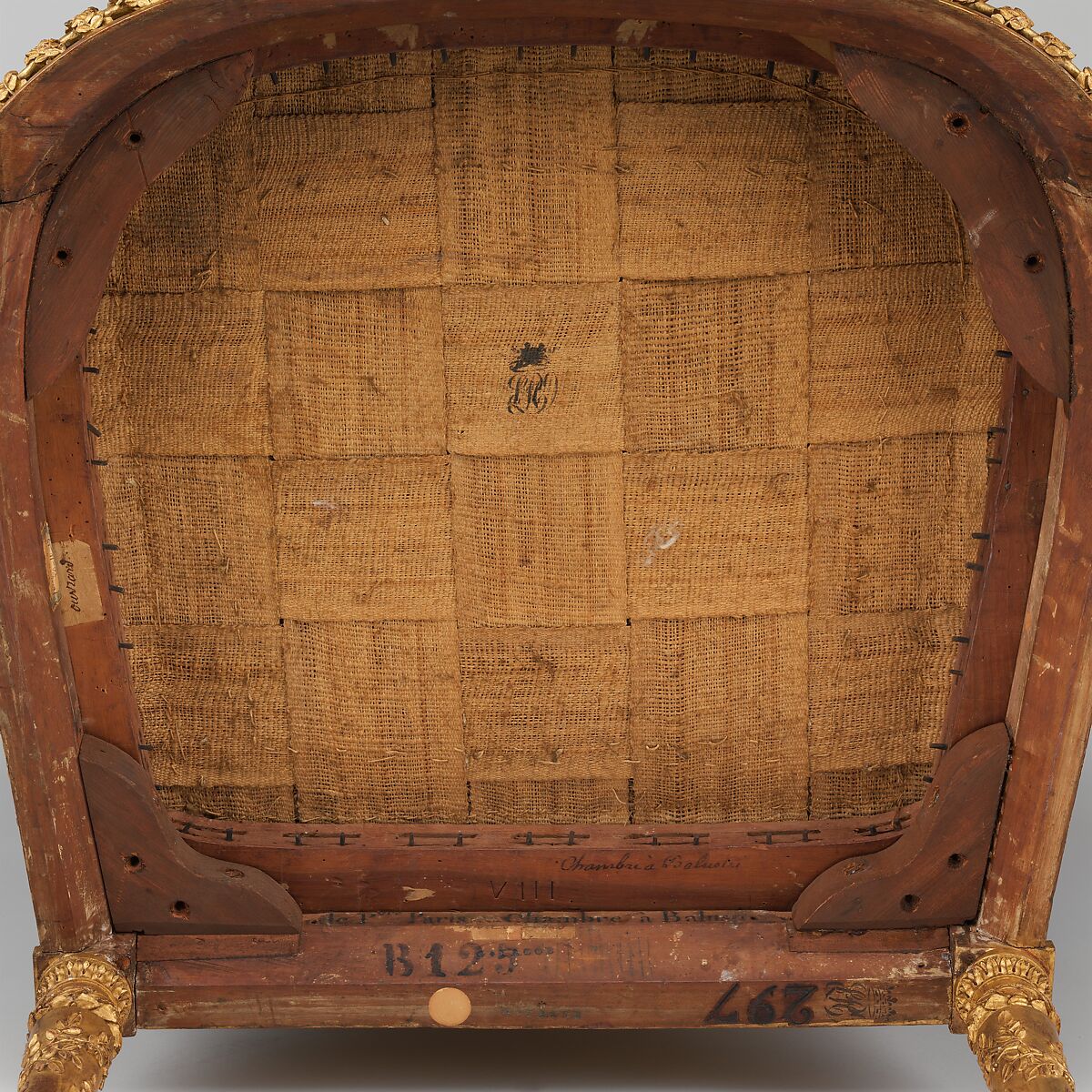 Armchair (Fauteuil à la reine) (one of a pair) (part of a set), Georges Jacob (French, Cheny 1739–1814 Paris), Carved and gilded walnut; embroidered silk satin, French, Paris