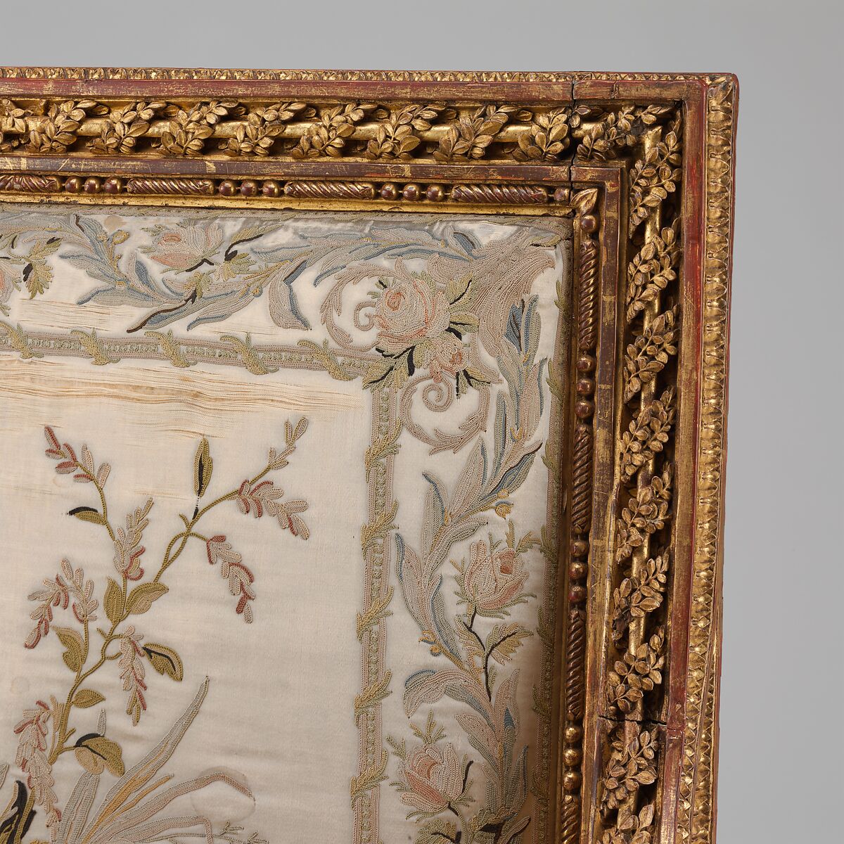 Armchair (Fauteuil à la reine) (one of a pair) (part of a set), Georges Jacob (French, Cheny 1739–1814 Paris), Carved and gilded walnut; embroidered silk satin, French, Paris