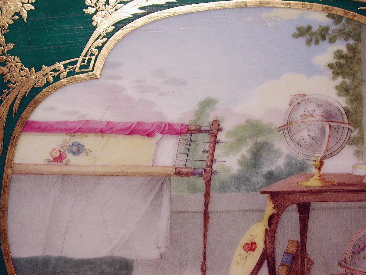 Eating and work table (one of a pair), Table attributed to Bernard II van Risenburgh (ca. 1696–ca. 1767), Oak, vernis Martin, soft-paste porcelain, gilt bronze, French, Paris and Sèvres