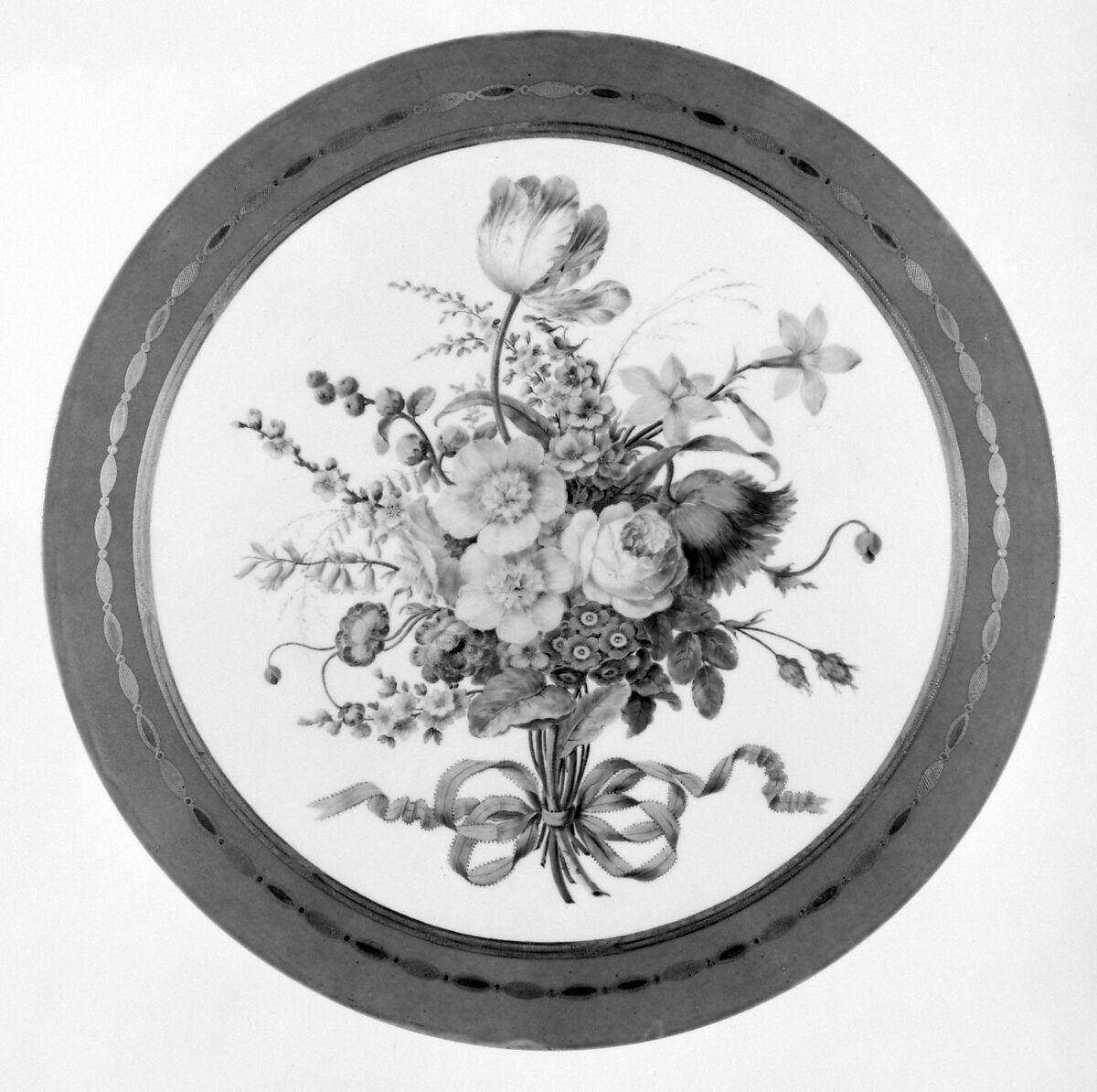 Cabinet, Martin Carlin (French, near Freiburg im Breisgau ca. 1730–1785 Paris), Oak veneered with tulipwood and amaranth, holly, and ebonized holly; gilt bronze, soft-paste porcelain, marble, mirror glass, silk, French, Paris and Sèvres