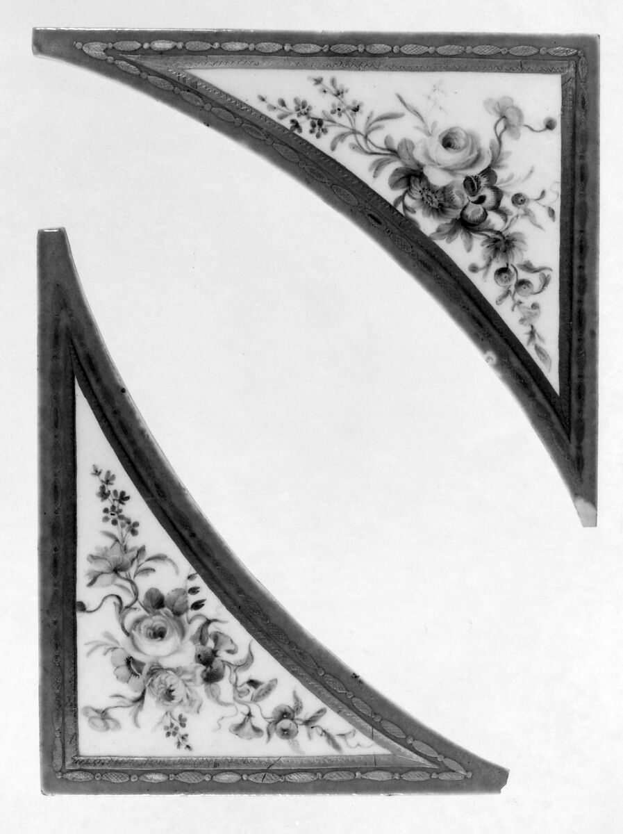 Cabinet, Martin Carlin (French, near Freiburg im Breisgau ca. 1730–1785 Paris), Oak veneered with tulipwood and amaranth, holly, and ebonized holly; gilt bronze, soft-paste porcelain, marble, mirror glass, silk, French, Paris and Sèvres