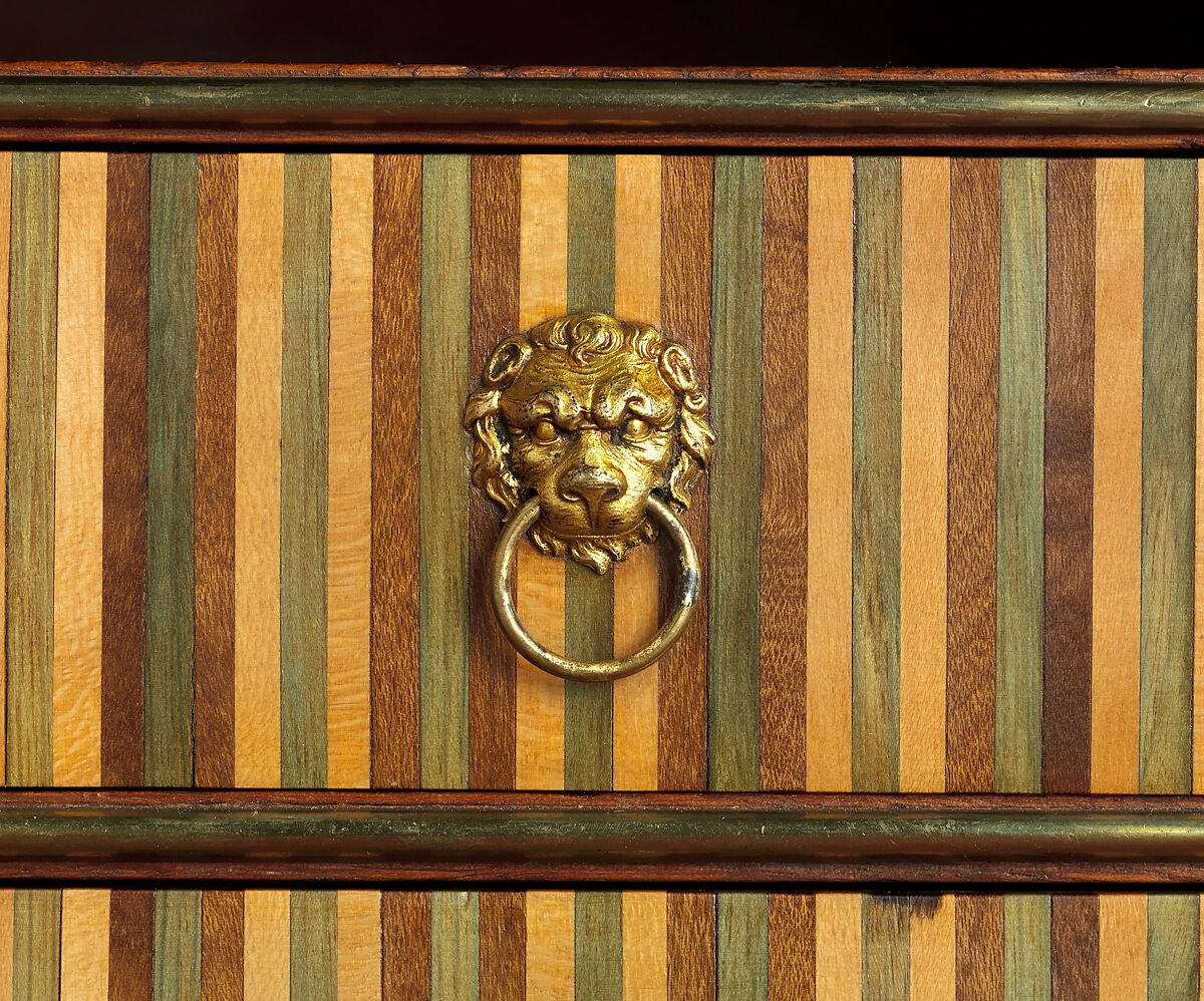 Rolltop desk, David Roentgen (German, Herrnhaag 1743–1807 Wiesbaden, master 1780), Oak, pine, walnut, cherry, tulipwood, and mahogany (later drawers), veneered with maple hornbeam (both partially stained), tulipwood, burl wood (stained), mahogany, holly, walnut, and other woods; gilt bronze, brass, steel, and iron; marble; partially tooled and gilded leather, German, Neuwied am Rhein