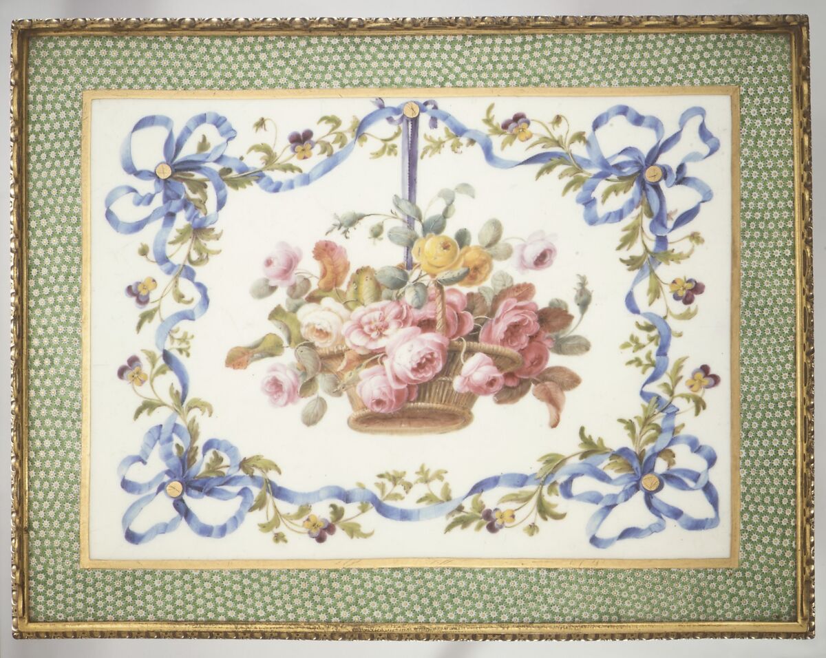 Writing and eating table, Martin Carlin (French, near Freiburg im Breisgau ca. 1730–1785 Paris), Oak veneered with tulipwood, gilt bronze, soft-paste porcelain, marble, French, Paris and Sèvres