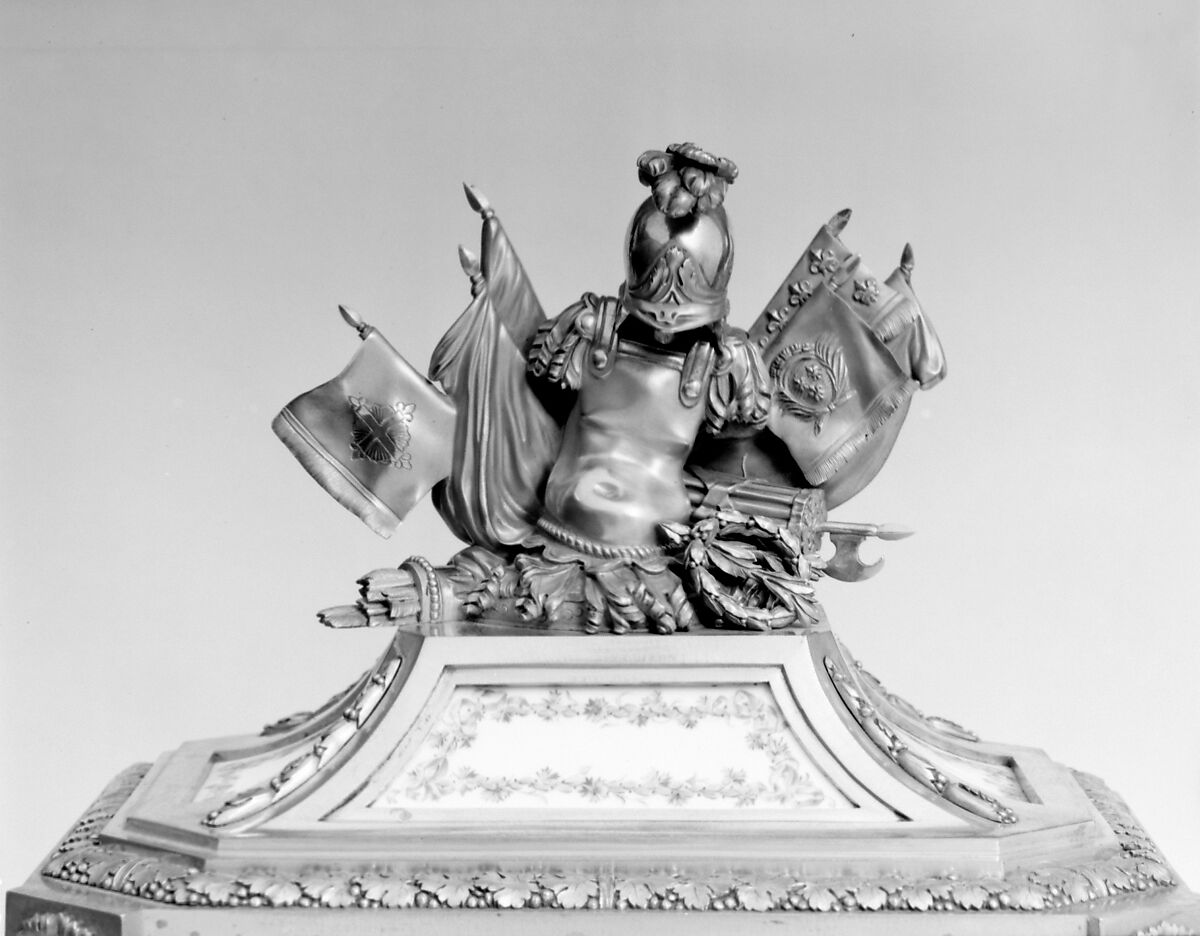Clock, Porcelain plaques by Sèvres Manufactory (French, 1740–present), Gilt bronze, porcelain, enamel, brass, steel, French