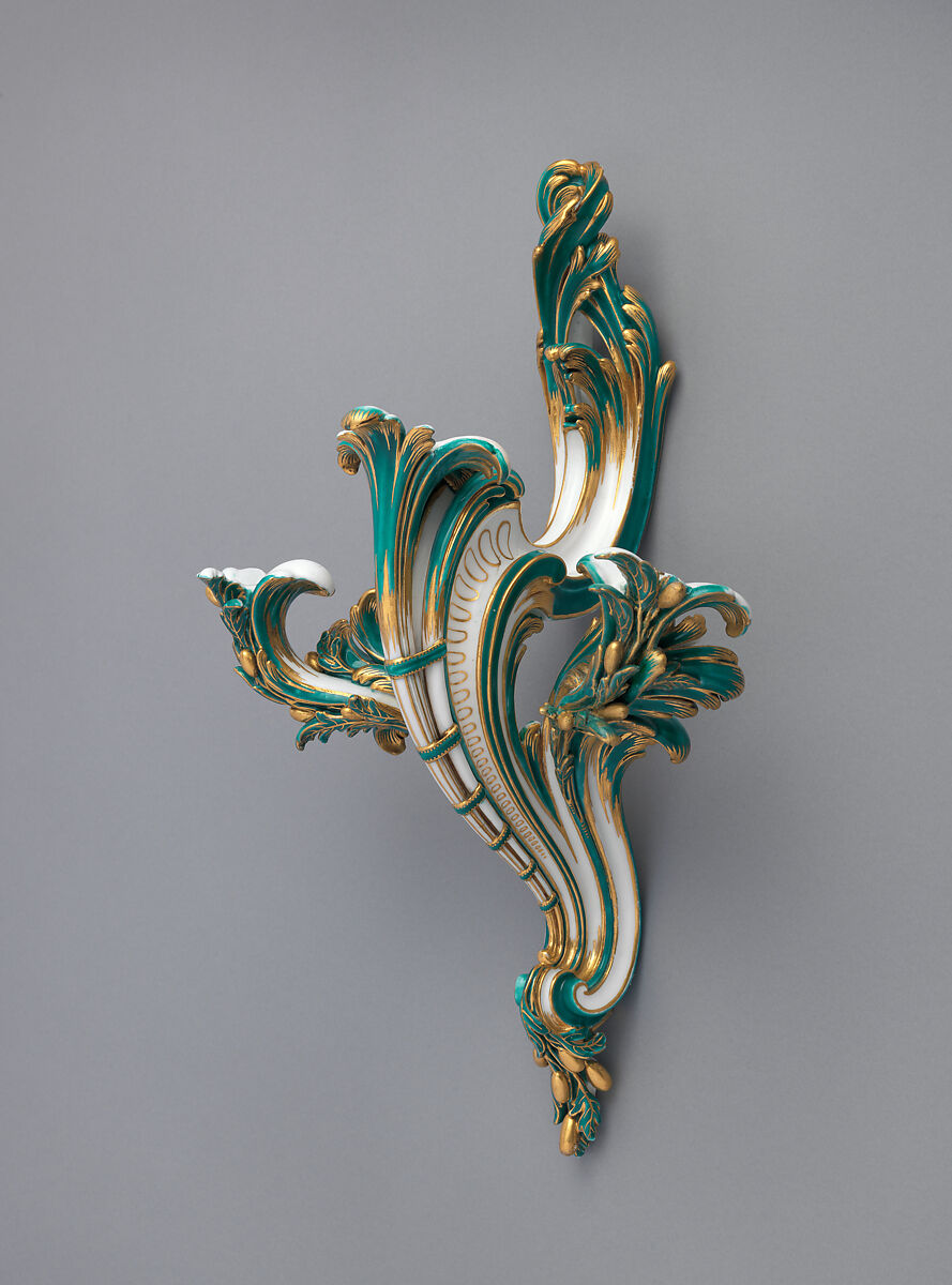 Wall sconce (bras de cheminée) (one of a pair), Sèvres Manufactory (French, 1740–present), Soft-paste porcelain, gilt bronze, French, Sèvres