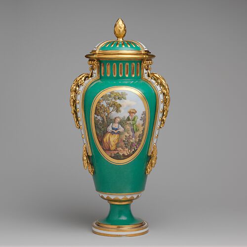 Vase with cover (vase à bandes) (one of a pair)