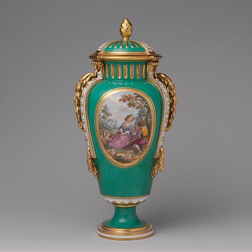 Vase with cover (vase à bandes) (one of a pair)