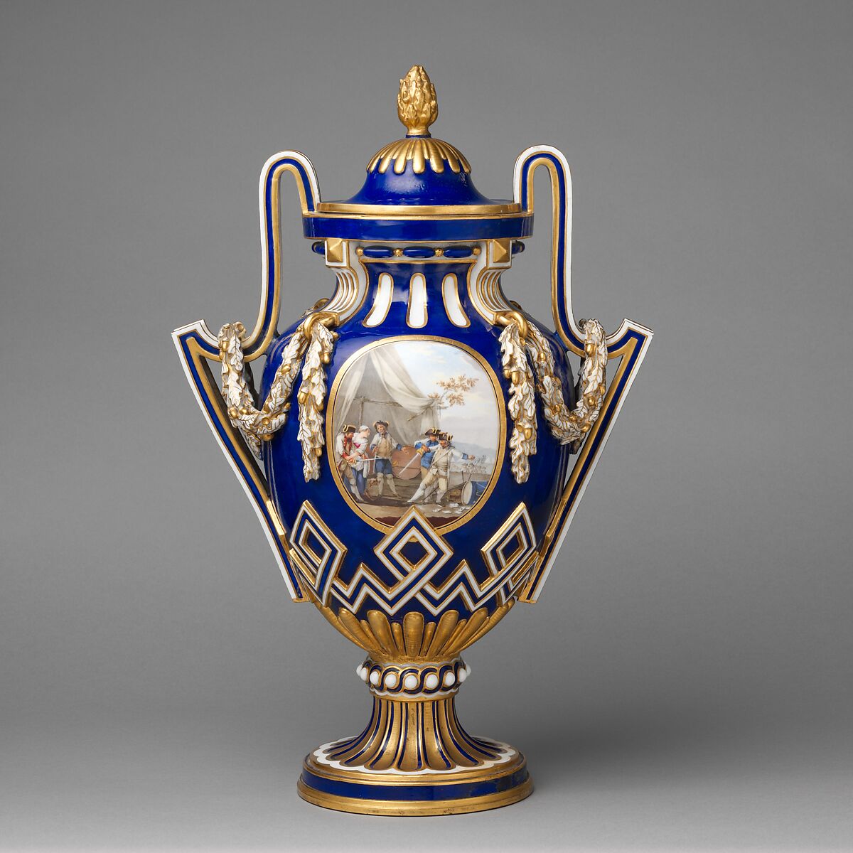 Vase with cover (vase à bâtons rompus), Sèvres Manufactory  French, Soft-paste porcelain, French, Sèvres