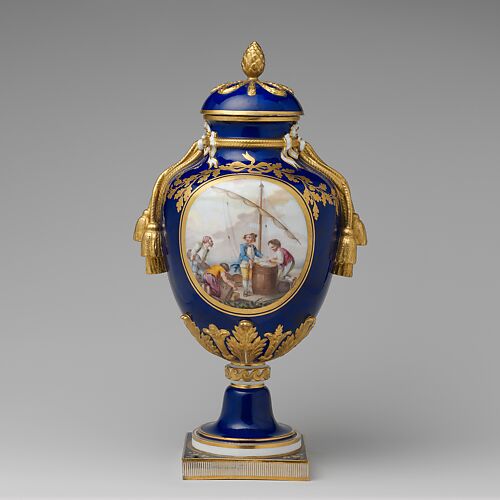 Vase with cover (vase à gland) (one of a pair)