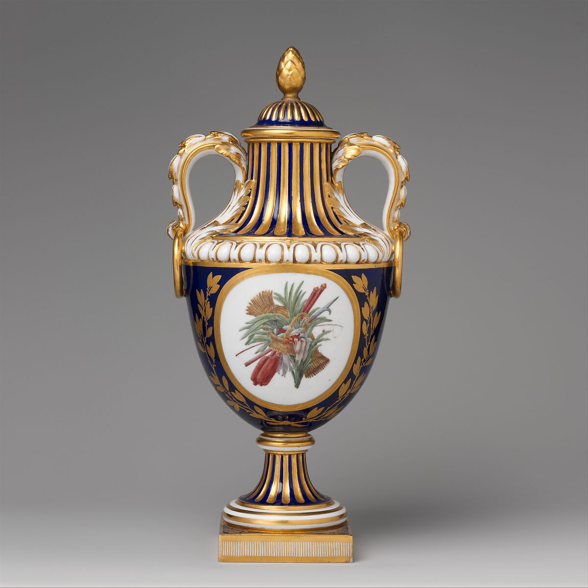 Vase with cover (vase de coté de Paris) (one of a pair), Sèvres Manufactory (French, 1740–present), Soft-paste porcelain, French, Sèvres