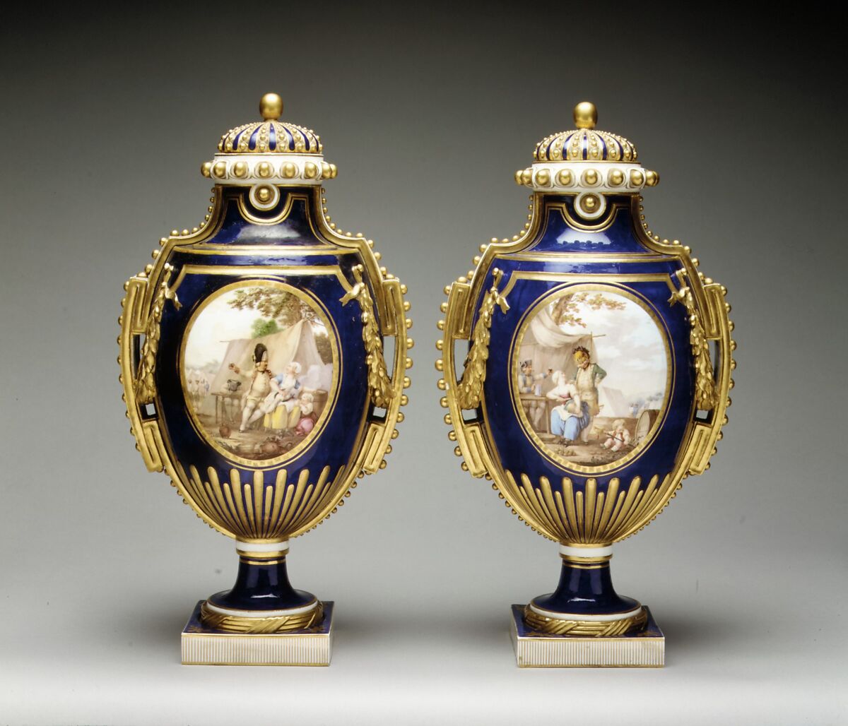 Vase (vase à perles) (one of a pair), Sèvres Manufactory  French, Soft-paste porcelain, French, Sèvres