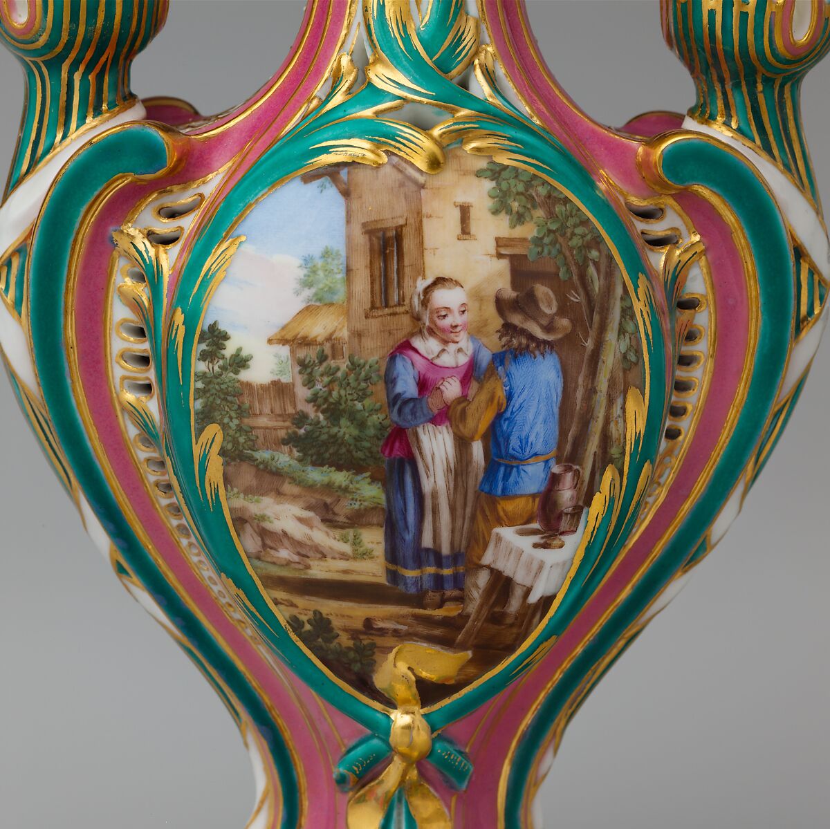 Potpourri vase with candleholders (pot-pourri à bobêche) (one of a pair), Sèvres Manufactory (French, 1740–present), Soft-paste porcelain, French, Sèvres