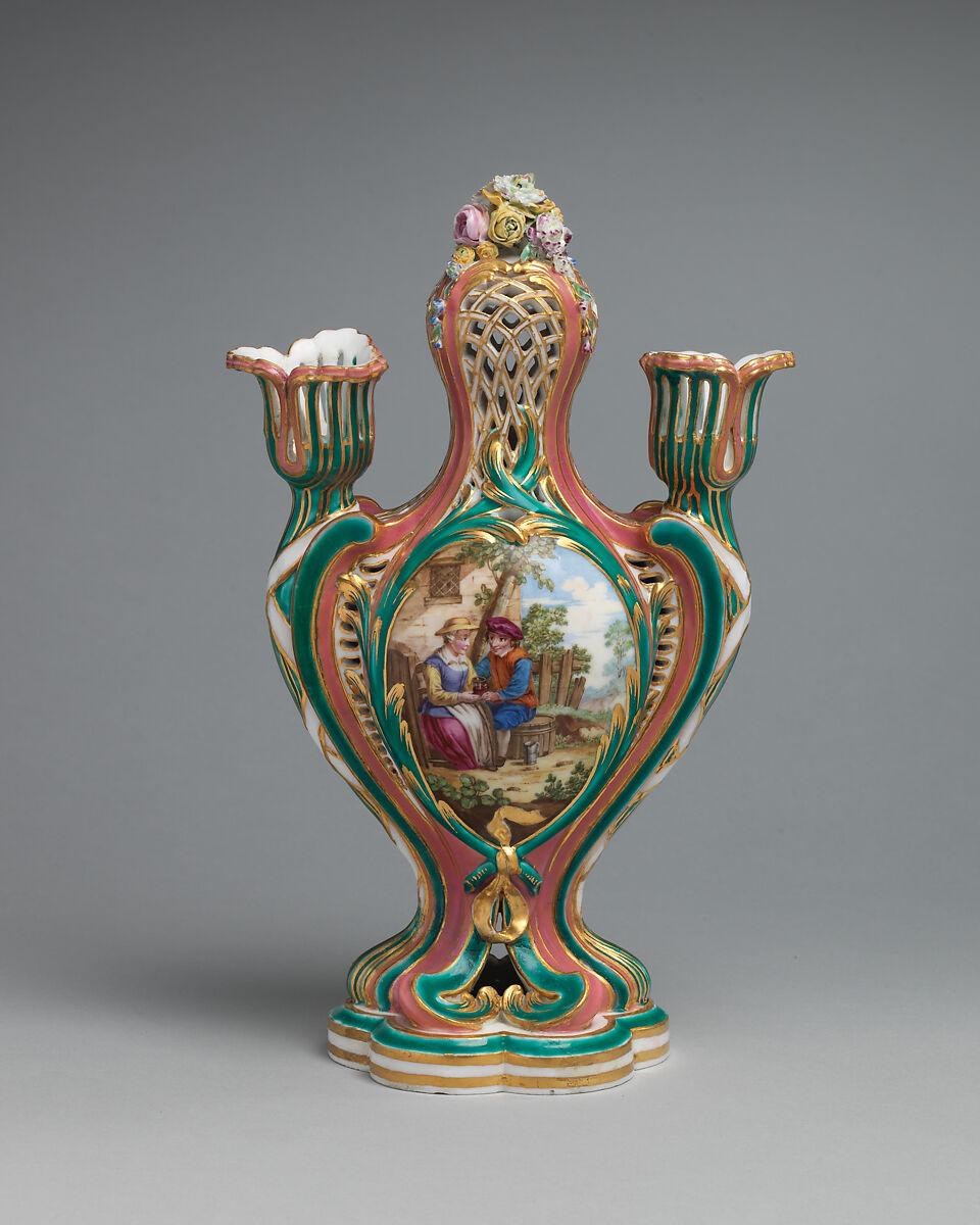 Potpourri vase with candleholders (pot-pourri à bobêche) (one of a pair), Sèvres Manufactory (French, 1740–present), Soft-paste porcelain, French, Sèvres 