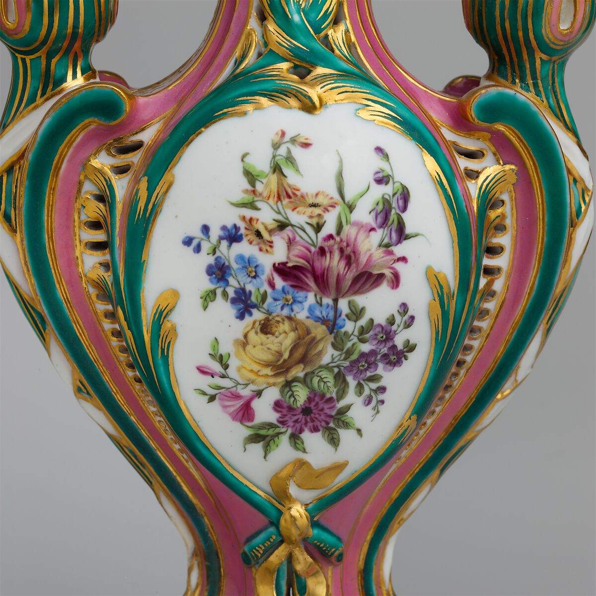 Potpourri vase with candleholders (pot-pourri à bobêche) (one of a pair), Sèvres Manufactory (French, 1740–present), Soft-paste porcelain, French, Sèvres