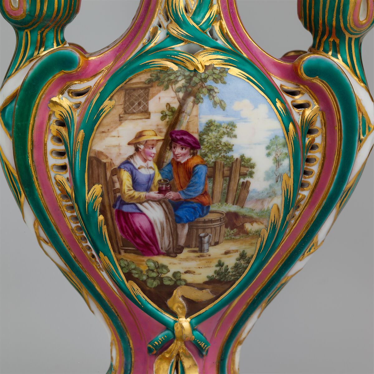 Potpourri vase with candleholders (pot-pourri à bobêche) (one of a pair), Sèvres Manufactory (French, 1740–present), Soft-paste porcelain, French, Sèvres