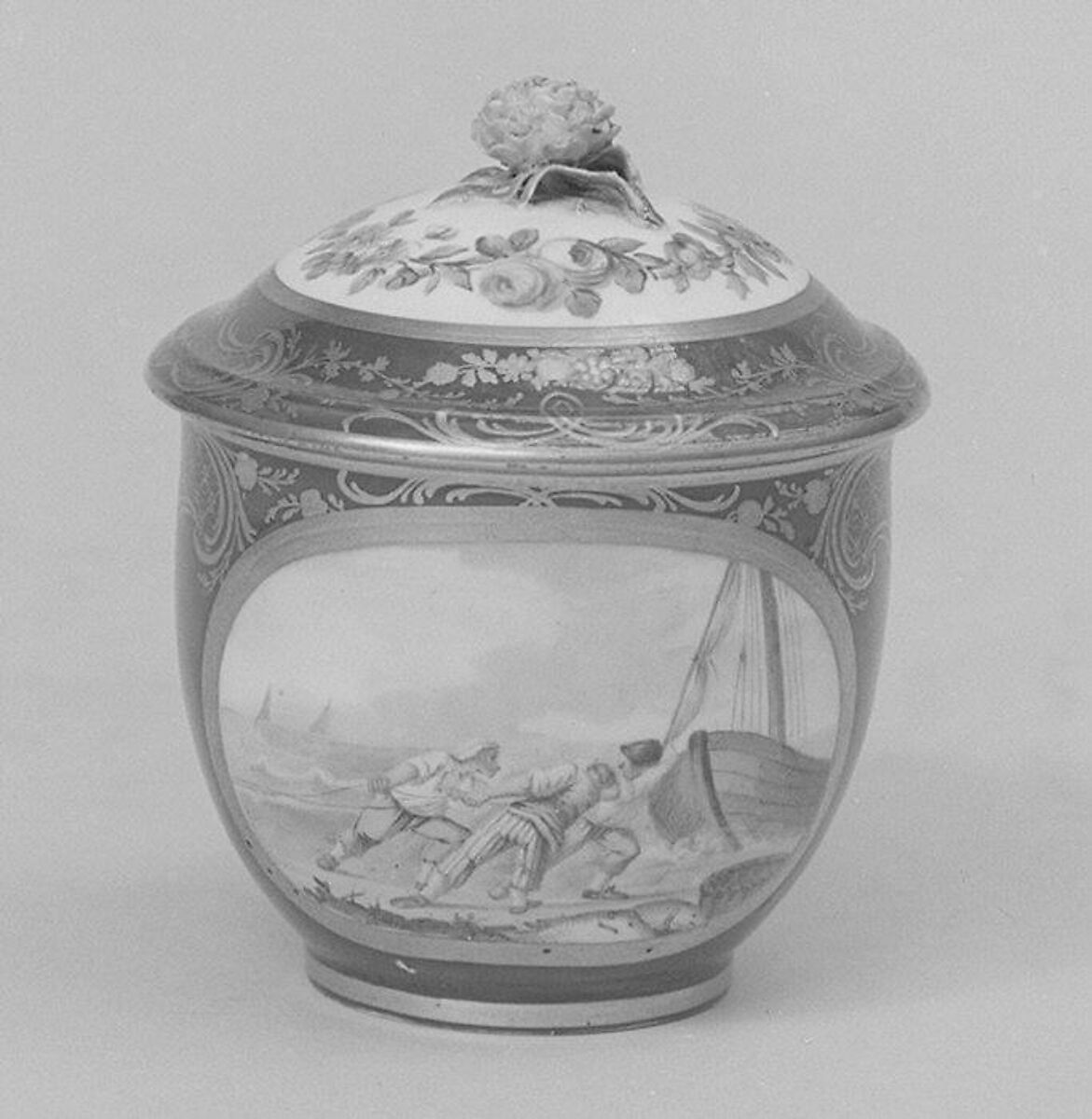 Sugar bowl with cover (pot à sucre Bouret) (part of a service), Sèvres Manufactory (French, 1740–present), Soft-paste porcelain, French, Sèvres 