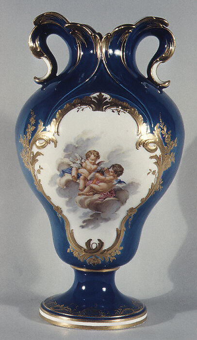 Vase (vase à oreilles) (one of a pair), Sèvres Manufactory (French, 1740–present), Soft-paste porcelain, French, Sèvres