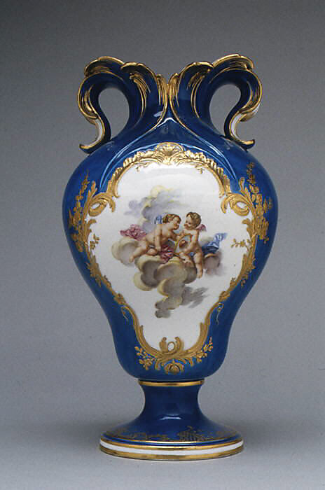 Vase (vase à oreilles) (one of a pair), Sèvres Manufactory (French, 1740–present), Soft-paste porcelain, French, Sèvres 