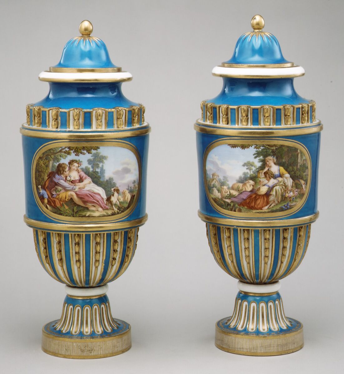Vase (vase cannelés à bandeau) (one of a pair), Sèvres Manufactory (French, 1740–present), Soft-paste porcelain, French, Sèvres