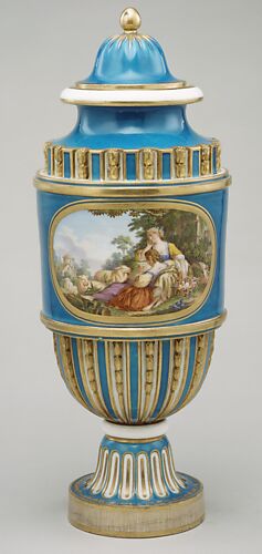 Vase (vase cannelés à bandeau) (one of a pair)