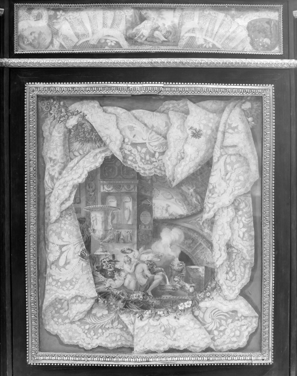 Upright secretary, Philippe Pasquier (master 1760; died 1783), Oak, burl yew-wood, black-stained wood, amboyna, harewood, satin-wood, tulipwood, satiné, holly, purple-wood, gilt bronze, marble, sketches on paper, French, Paris