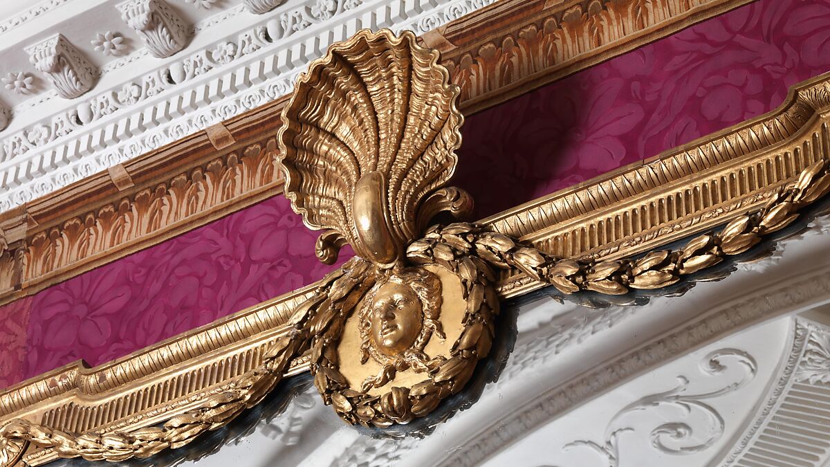 Mirror, Possibly designed by Robert Adam (British, Kirkcaldy, Scotland 1728–1792 London), Gilded pine, mirror glass, British