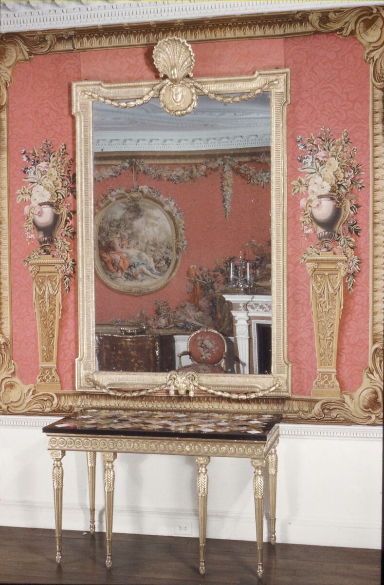 Mirror, Possibly designed by Robert Adam (British, Kirkcaldy, Scotland 1728–1792 London), Gilded pine, mirror glass, British 