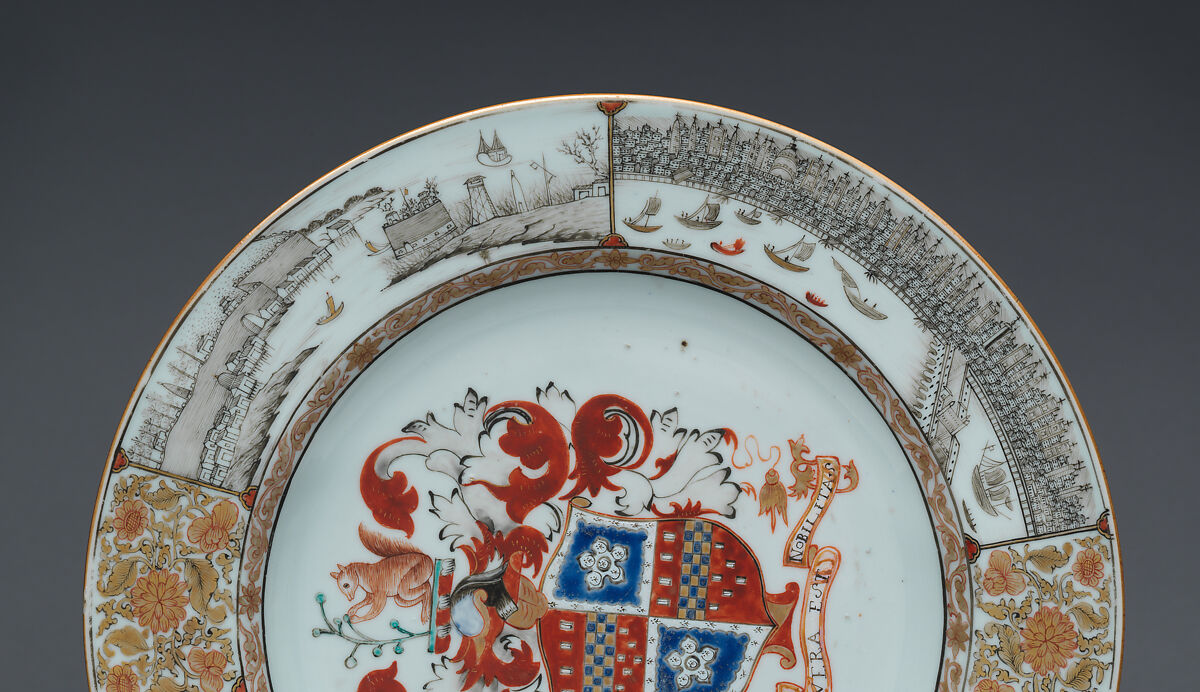 Plate, Hard-paste porcelain, Chinese, for British market