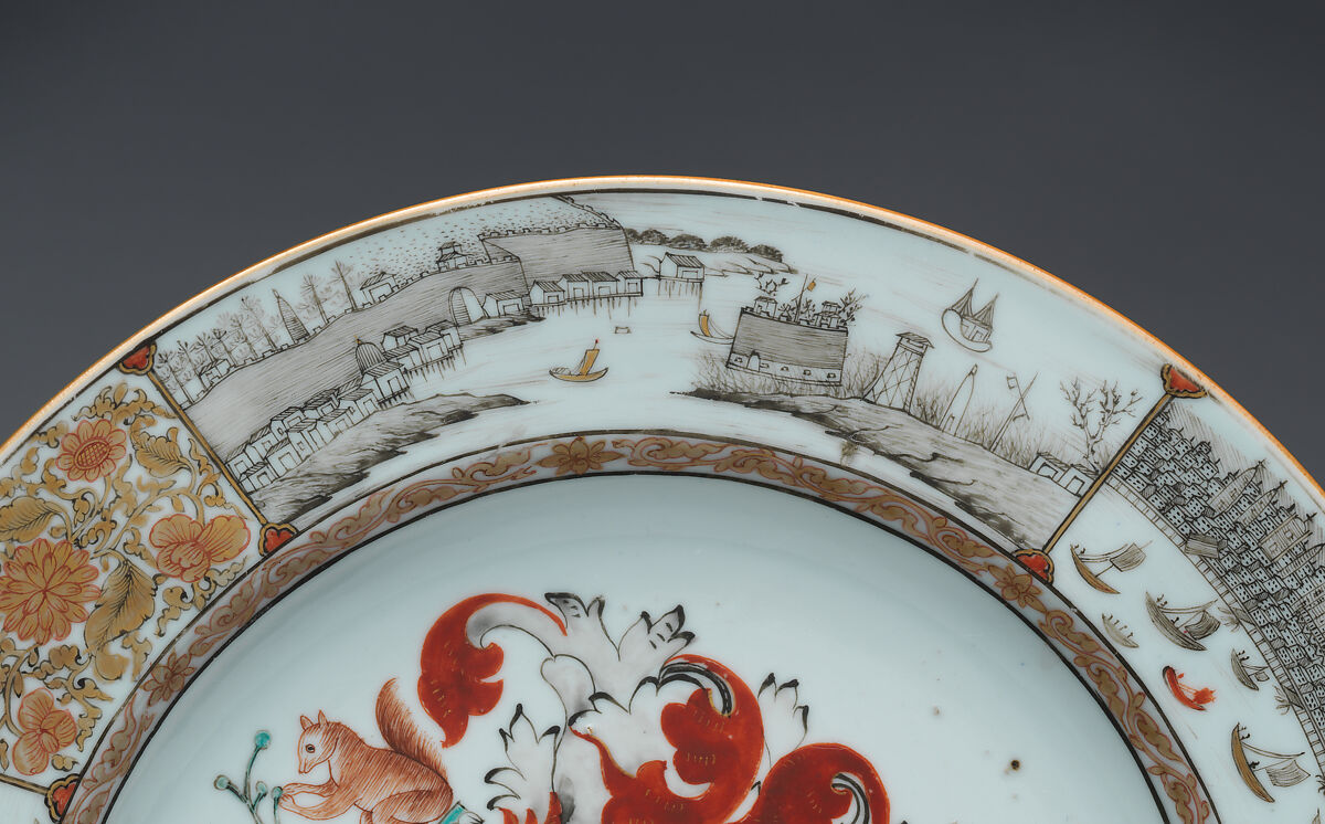 Plate, Hard-paste porcelain, Chinese, for British market