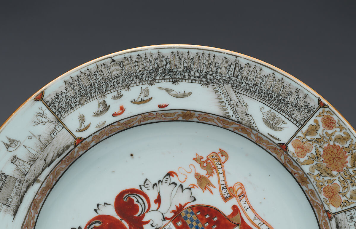 Plate, Hard-paste porcelain, Chinese, for British market