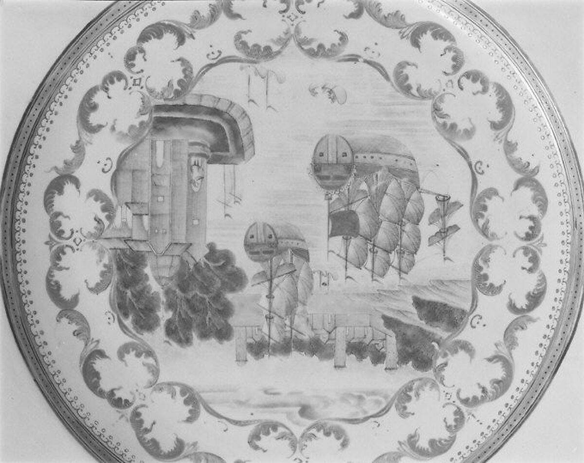 Dish, Hard-paste porcelain, Chinese, for European market