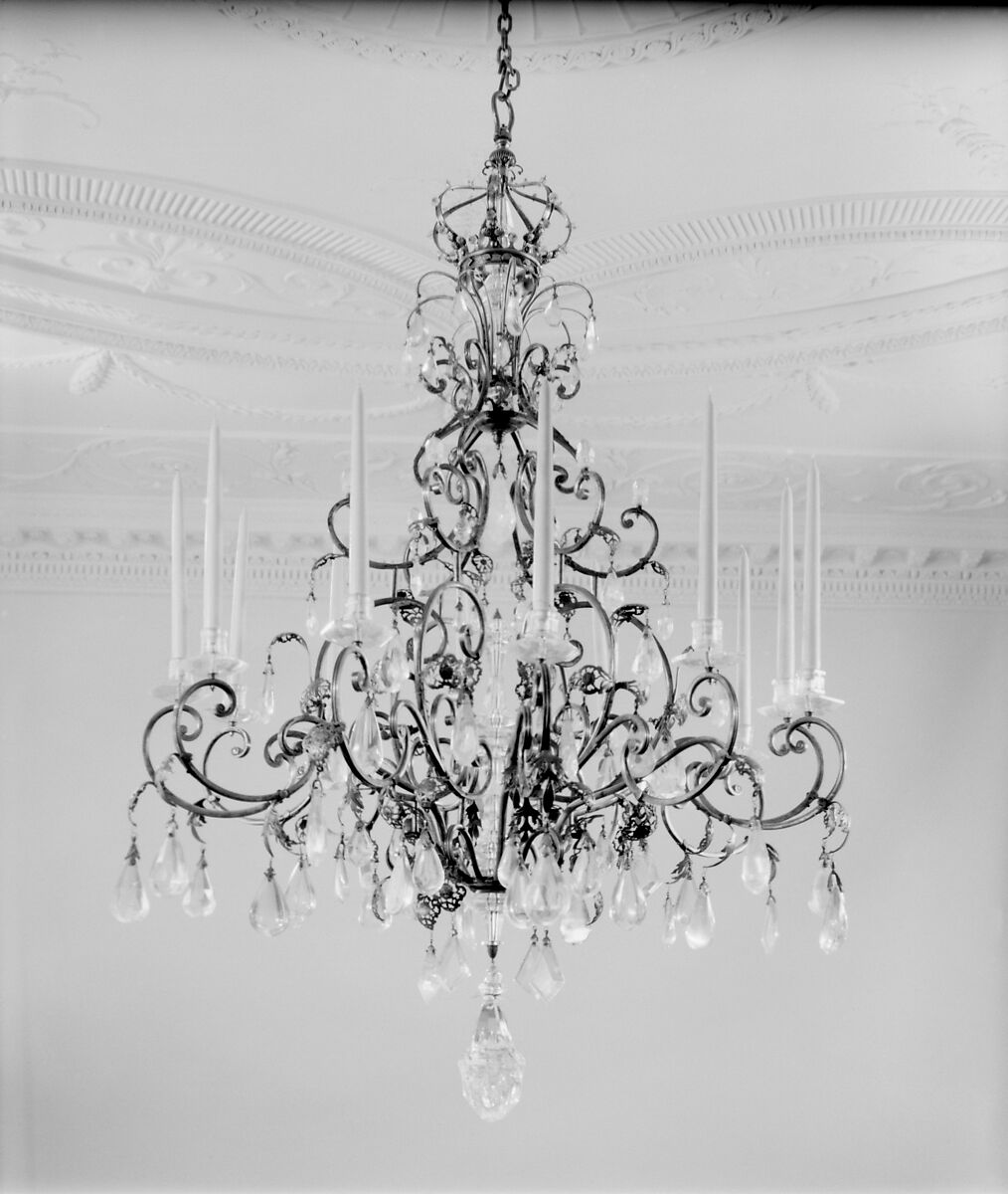 Chandelier, Rock crystal and steel, Italian 