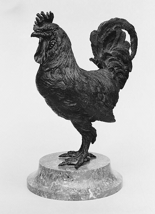 Rooster, Style of Giambologna (Netherlandish, Douai 1529–1608 Florence), Bronze, on a later stone base, Italian or French