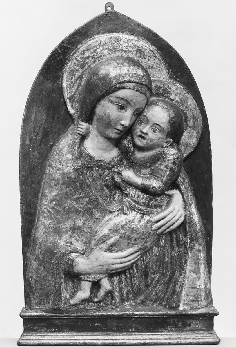 Madonna and Child, Terracotta, painted and gilded, Italian, Florence 