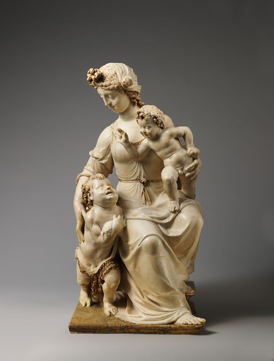 Virgin and Child with the Young Saint John the Baptist, Marble, partially gilt, Northern French, Île-de-France (?)