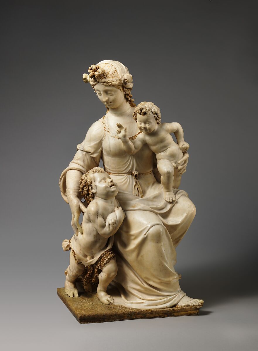 Virgin and Child with the Young Saint John the Baptist, Marble, partially gilt, Northern French, Île-de-France (?)