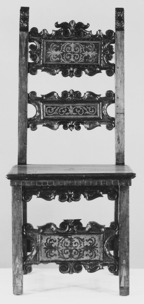 Side chair, Walnut, Italian, Lombardy or Venice