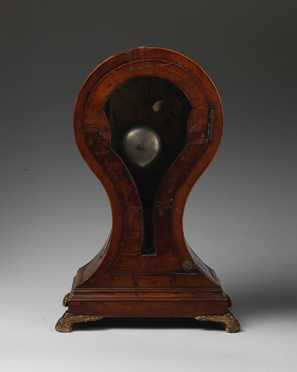 Balloon bracket clock, Satinwood veneer inlaid with marquetry woods, gilt bronze, British
