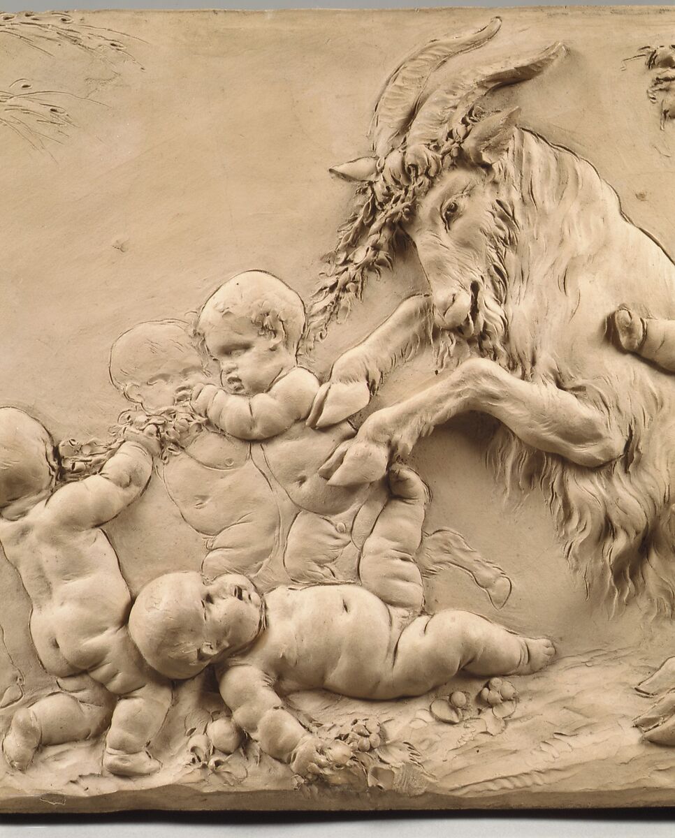 Children and Satyr Children Sporting with a Goat, Clodion (Claude Michel) (French, Nancy 1738–1814 Paris), Terracotta, French, Paris