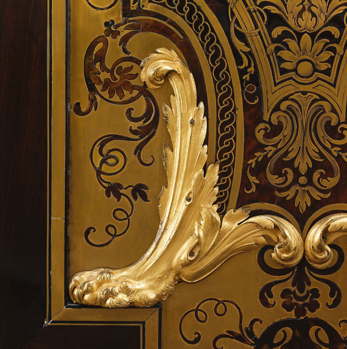 Cabinet, Attributed to André Charles Boulle (French, Paris 1642–1732 Paris), Oak veneered with Macassar and Gabon ebony, ebonized fruitwood, burl wood, and marquetry of tortoiseshell and brass; gilt bronze, French, Paris