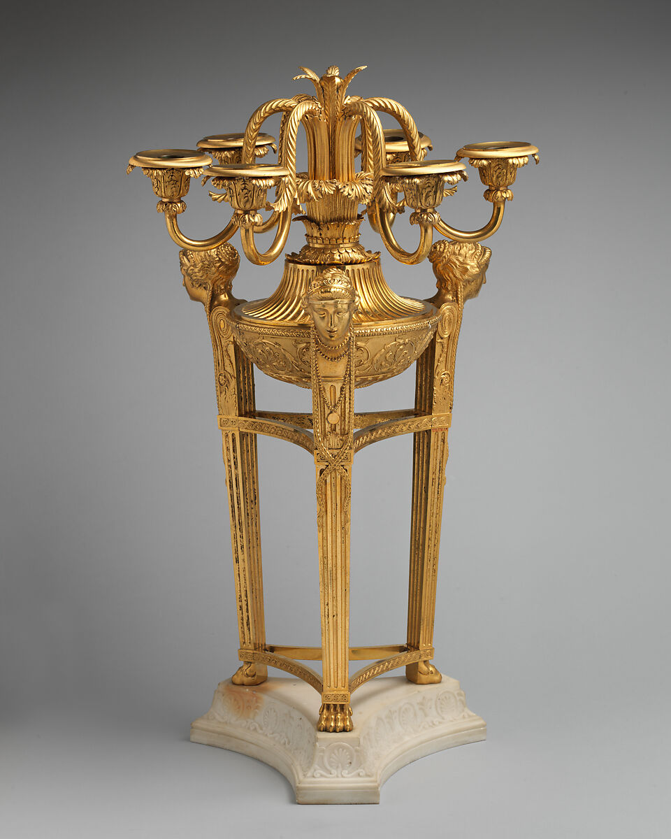 Pair of candelabra, Gilt bronze, marble, ebony, British