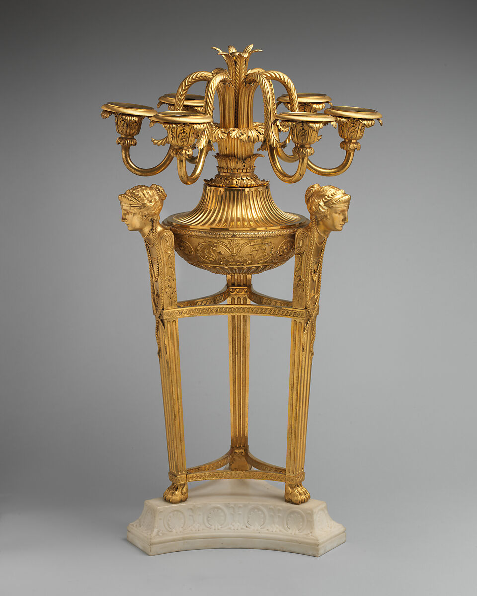 Pair of candelabra, Gilt bronze, marble, ebony, British