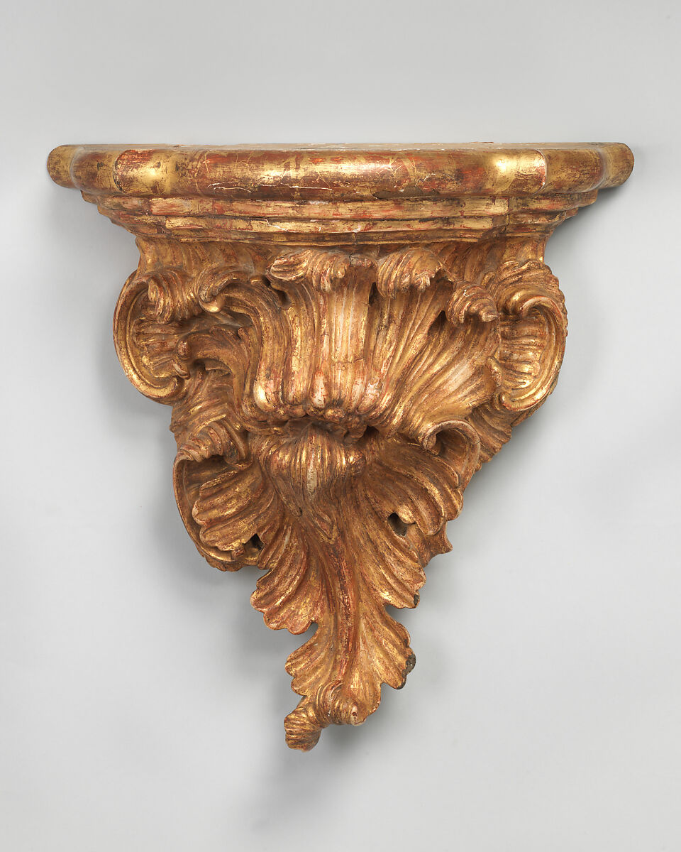 Pair of wall brackets, Carved and gilded spruce, Northern Italian or British