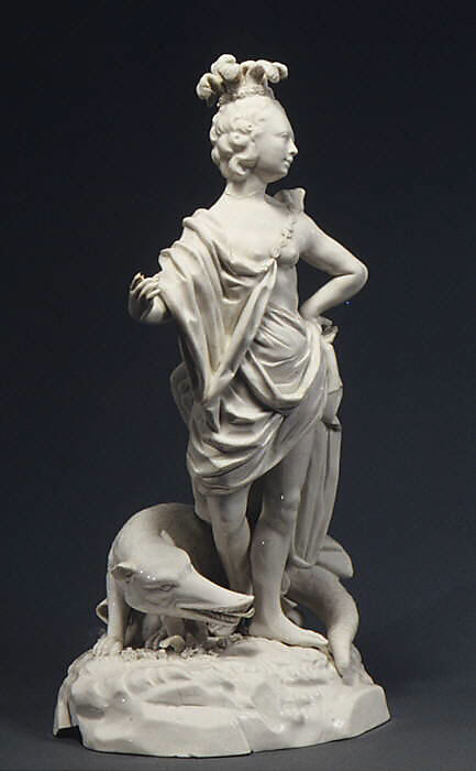 America, from Allegories of the Four Continents, Fulda Pottery and Porcelain Manufactory (German, 1764–1789), Hard-paste porcelain, German, Fulda