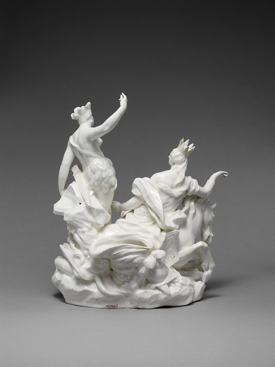 Europe and America, Vincennes Manufactory (French, ca. 1740–1756), Soft-paste porcelain, French, Vincennes