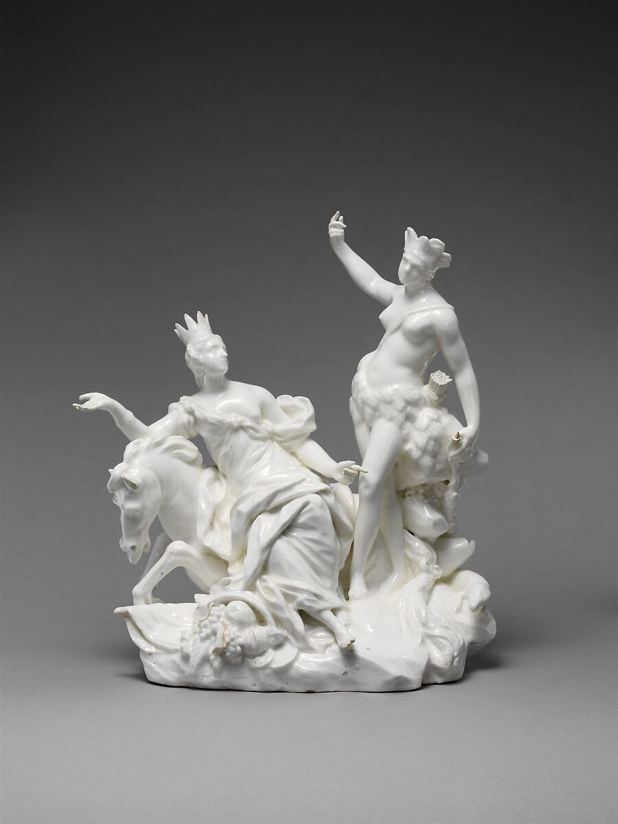 Europe and America, Vincennes Manufactory (French, ca. 1740–1756), Soft-paste porcelain, French, Vincennes 