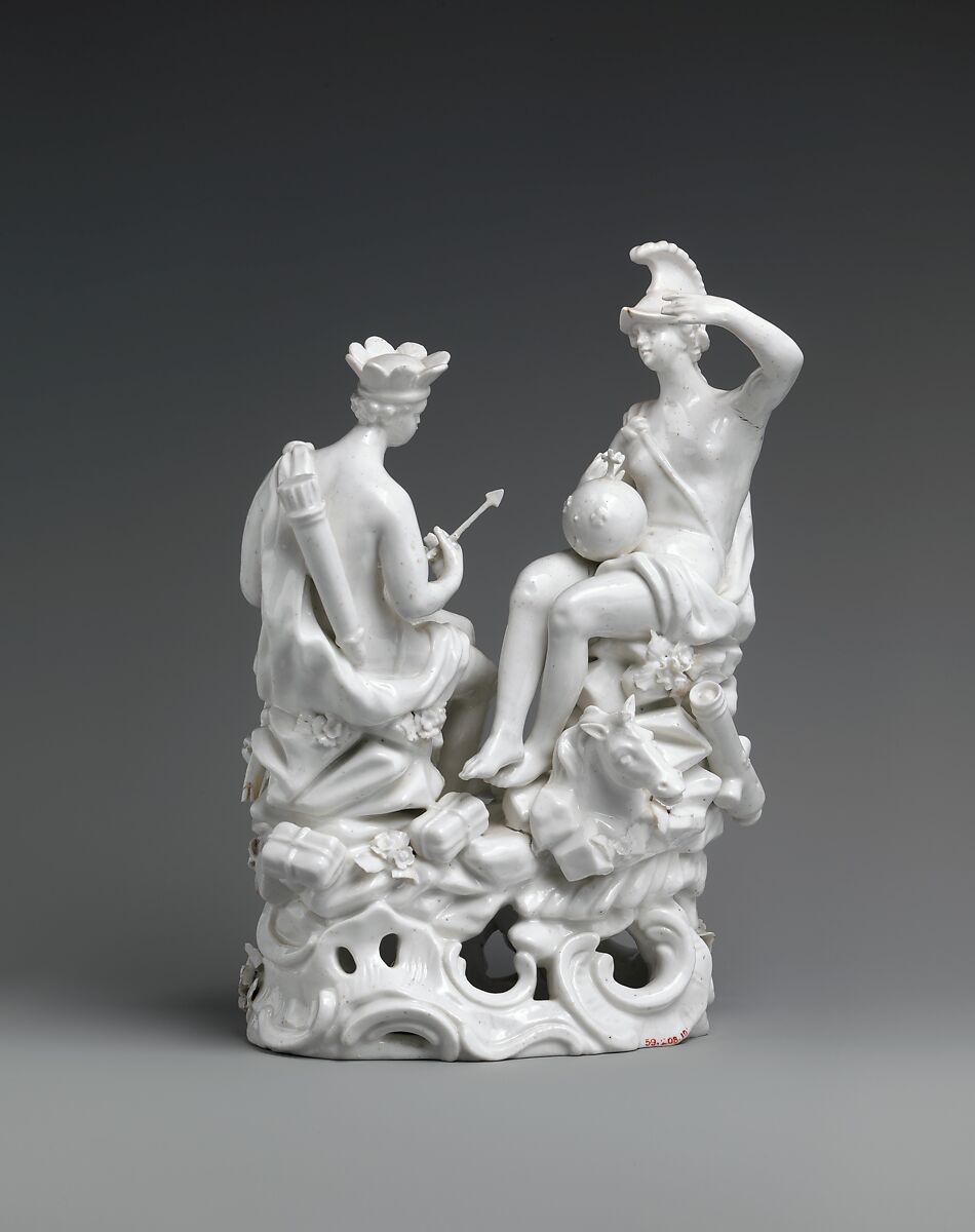 Europe and America, Orléans Manufactory (French, 1753–82), Soft-paste porcelain, French, Orléans 