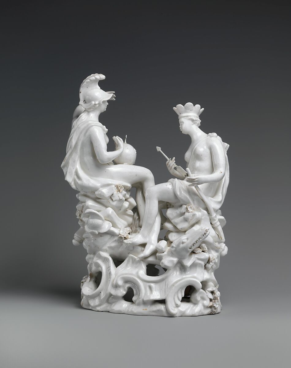 Europe and America, Orléans Manufactory (French, 1753–82), Soft-paste porcelain, French, Orléans